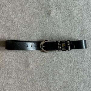 Black leather belt with silver studs